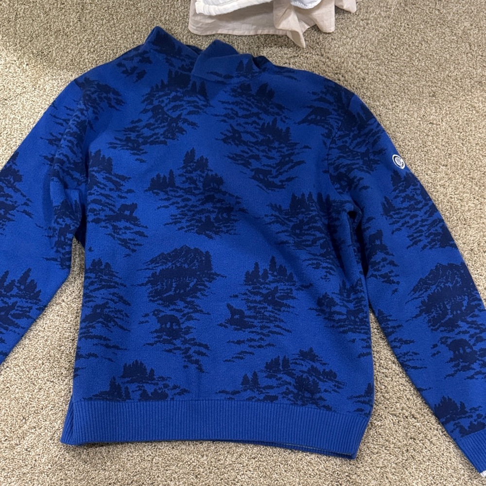 Men's Blue Patterned Crewneck Sweater